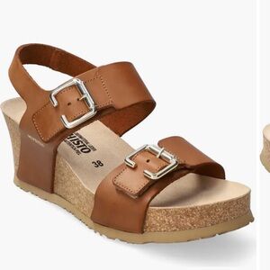 Mephisto Lisandro Platform Wedge Sandal Brown Leather
